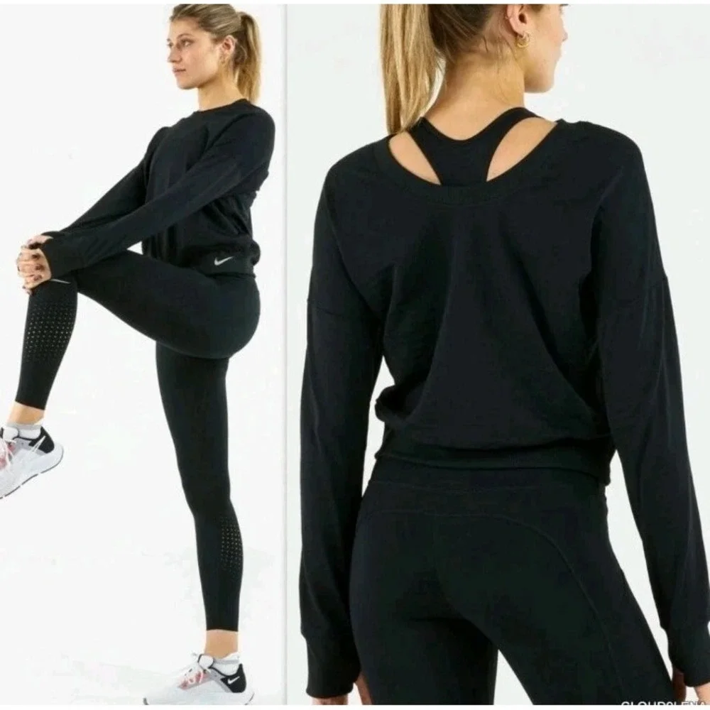 NIKE THERMA-FIT Element Crew Neck Sweatshirt‎ Sz 2X Black Active Gym Long Sleeve